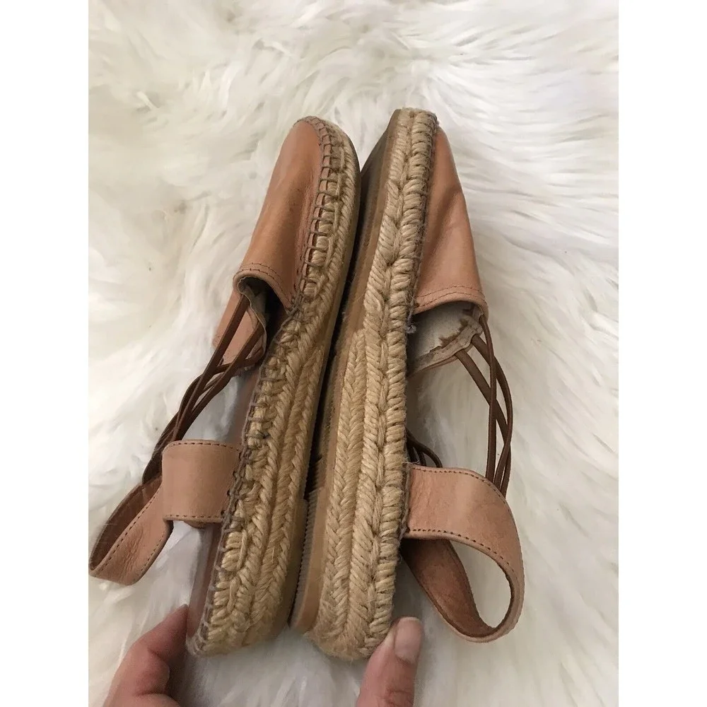 Toni Pons Origins Noelia Espadrille Sandals Slip on Tan Leather - US 7.5/ EUR 38